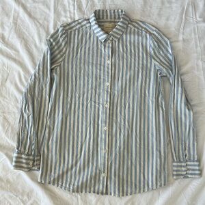 Sézane Tomboy Shirt Blue Ecru Stripes Sz 36